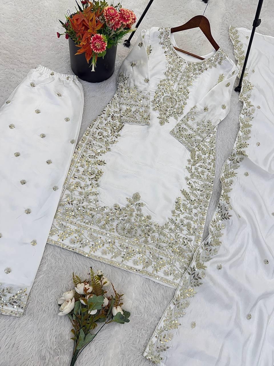 Roman Fabric Suit Set Light Grey